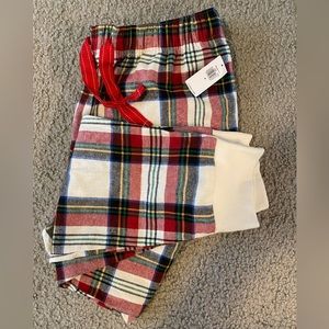 Printed Flannel Jogger Pajama Pants for Women - White Tartan - (Match The Fam)